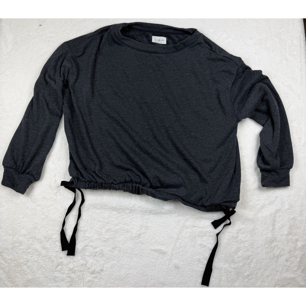Lou & Grey Charcoal Grey Ribbon Tie Hem Sweatshirt Size S